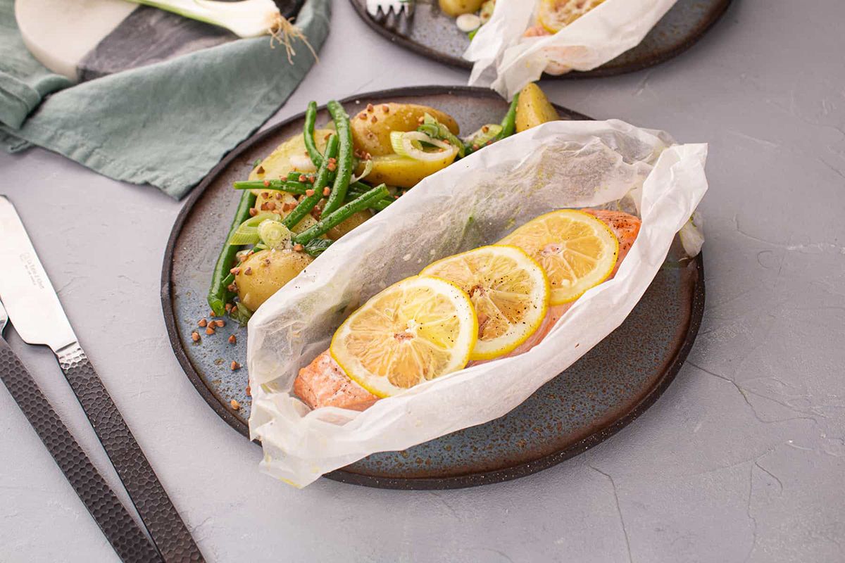 Papillote de Saumon au Citron & Jardinière de Légumes