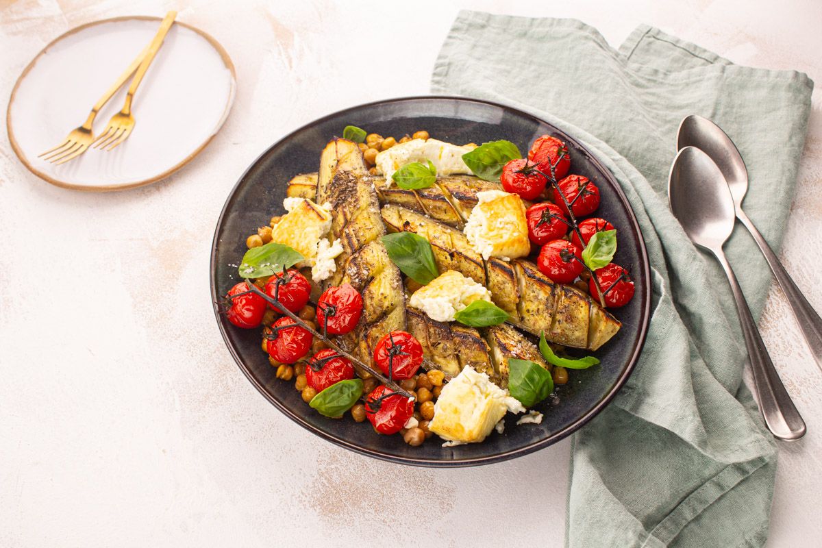 Aubergines & Feta Rôties au Basilic
