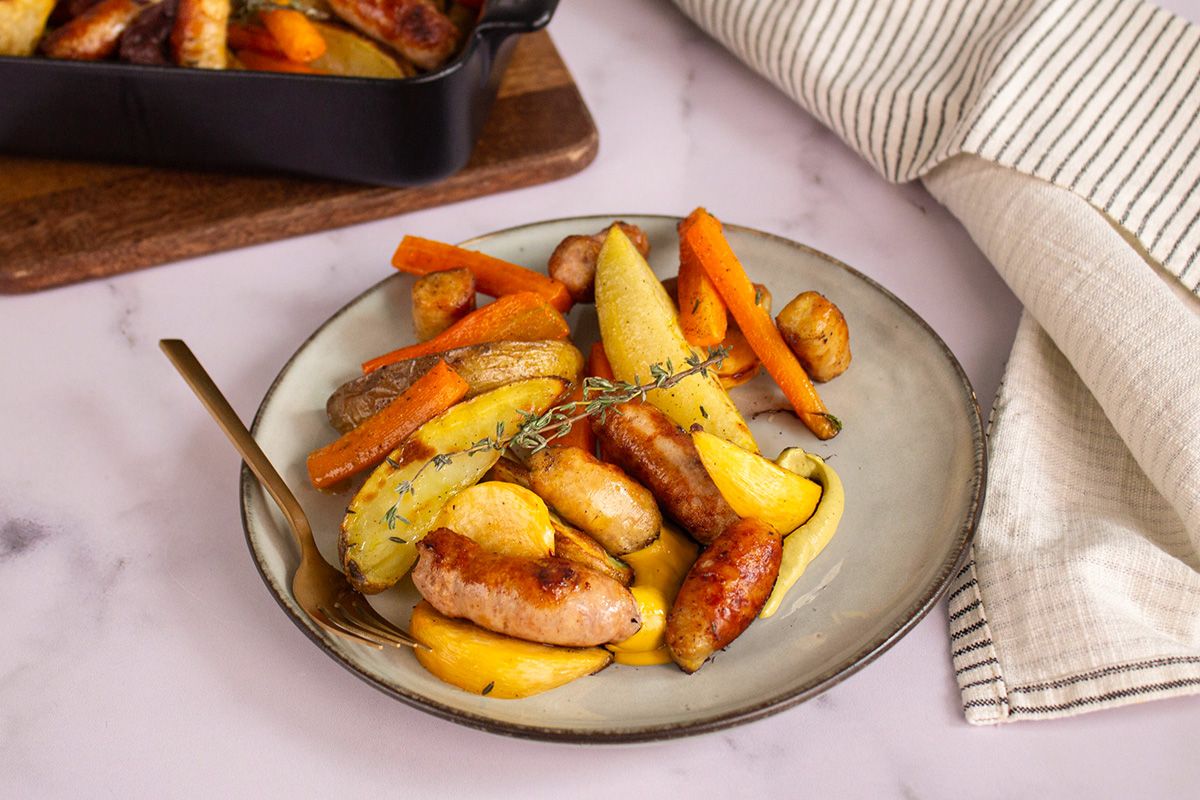 Saucisses de Volaille & Légumes Fondants