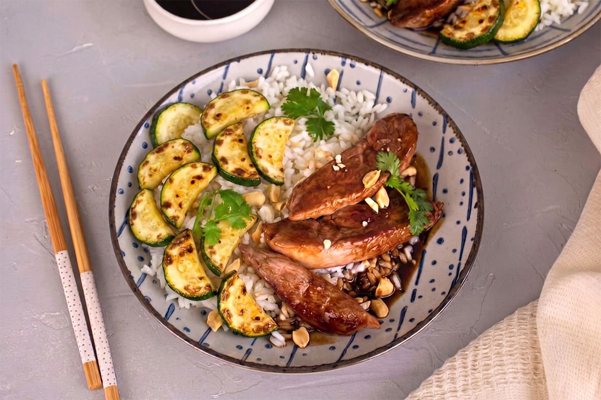 Aiguillettes de Canard Teriyaki à la Coriandre