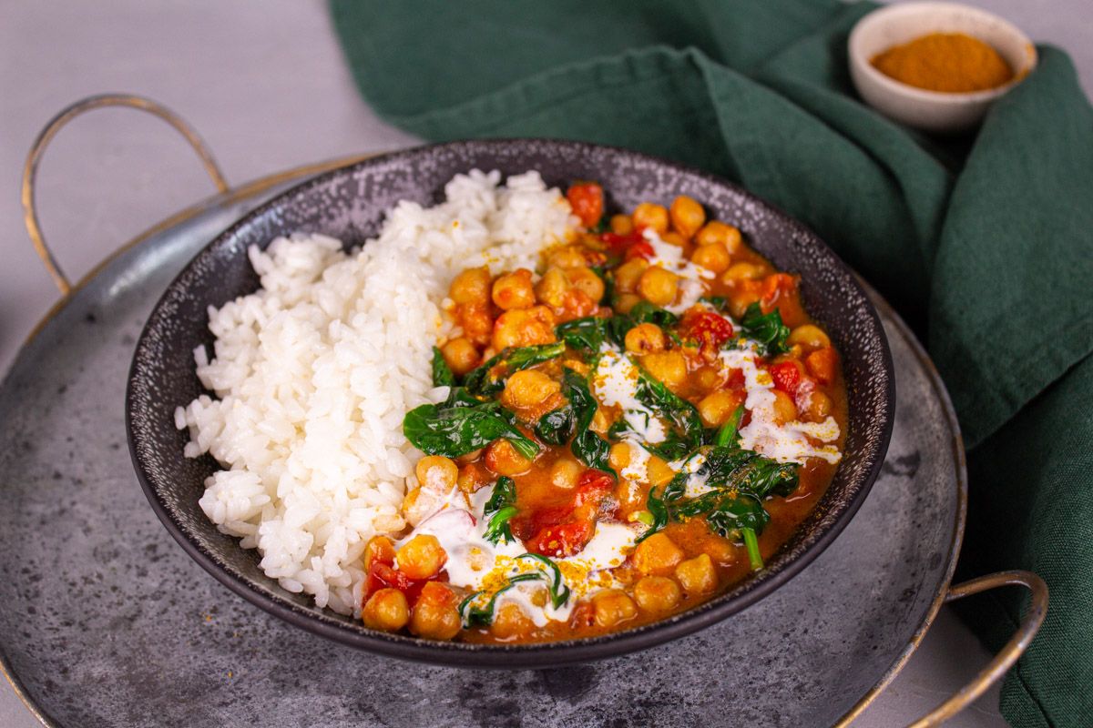 Curry Indien aux Pois Chiches & Épinards