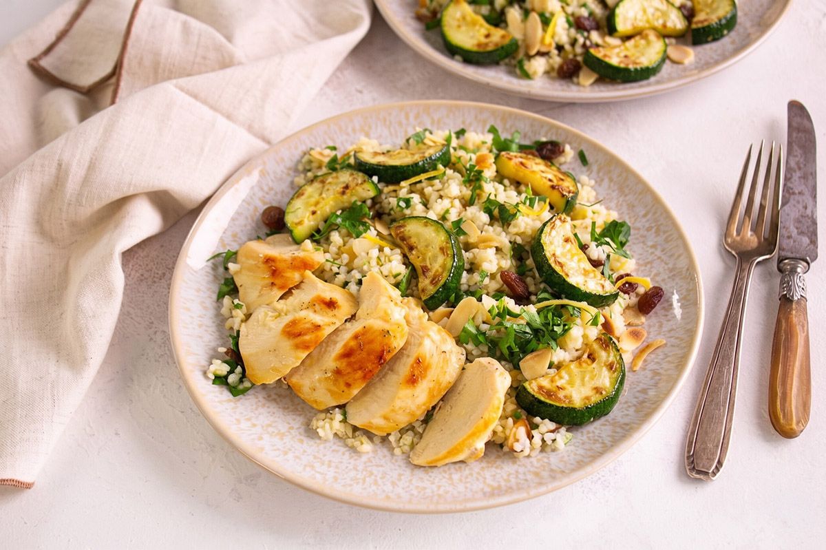 Poulet Doré & Boulgour Libanais à la Courgette