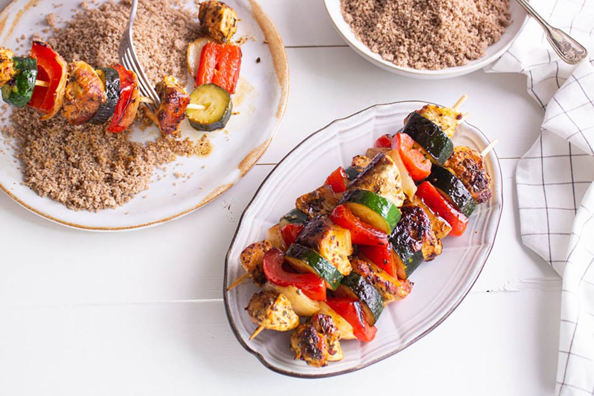 Brochettes de Poulet aux Légumes d'Été & Épices Zaatar