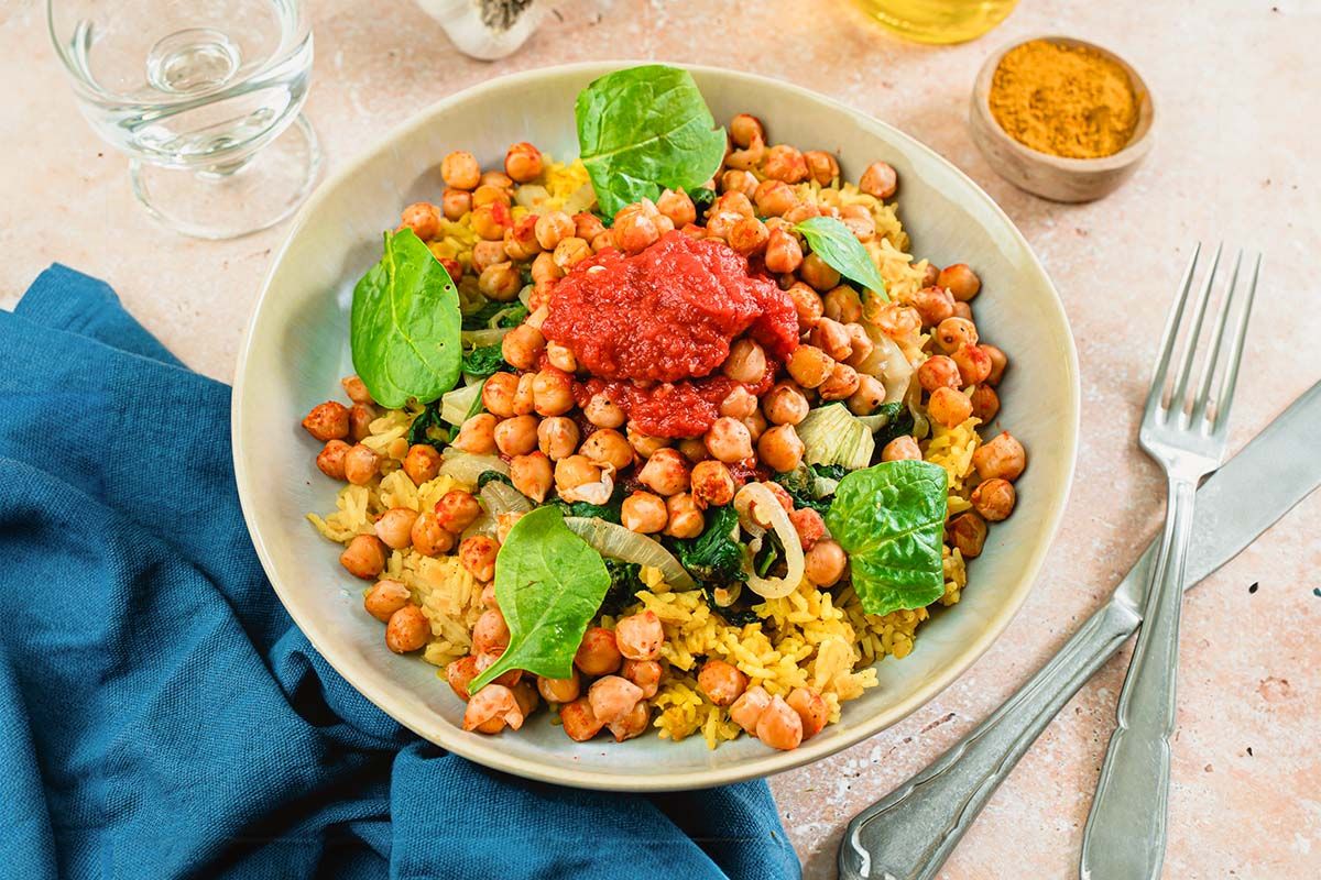 Koshari Egyptien aux Pois Chiches Croustillants