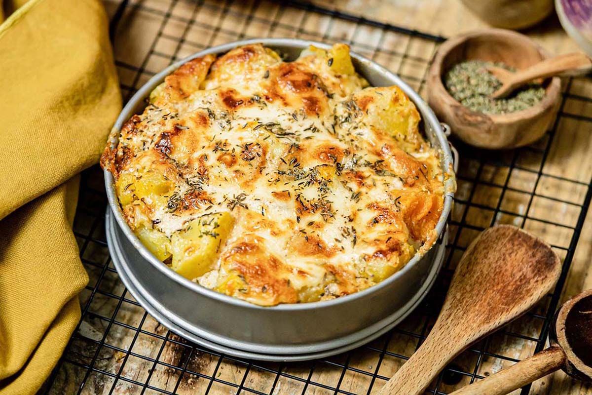 Gratin façon Raclette aux Pommes de Terre et Patate Douce