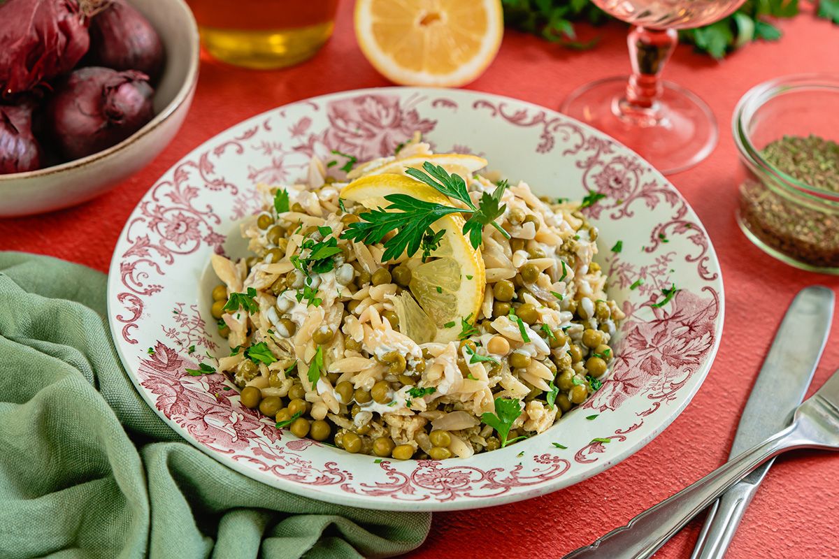 Orzo, Petits Pois au Citron et Romarin