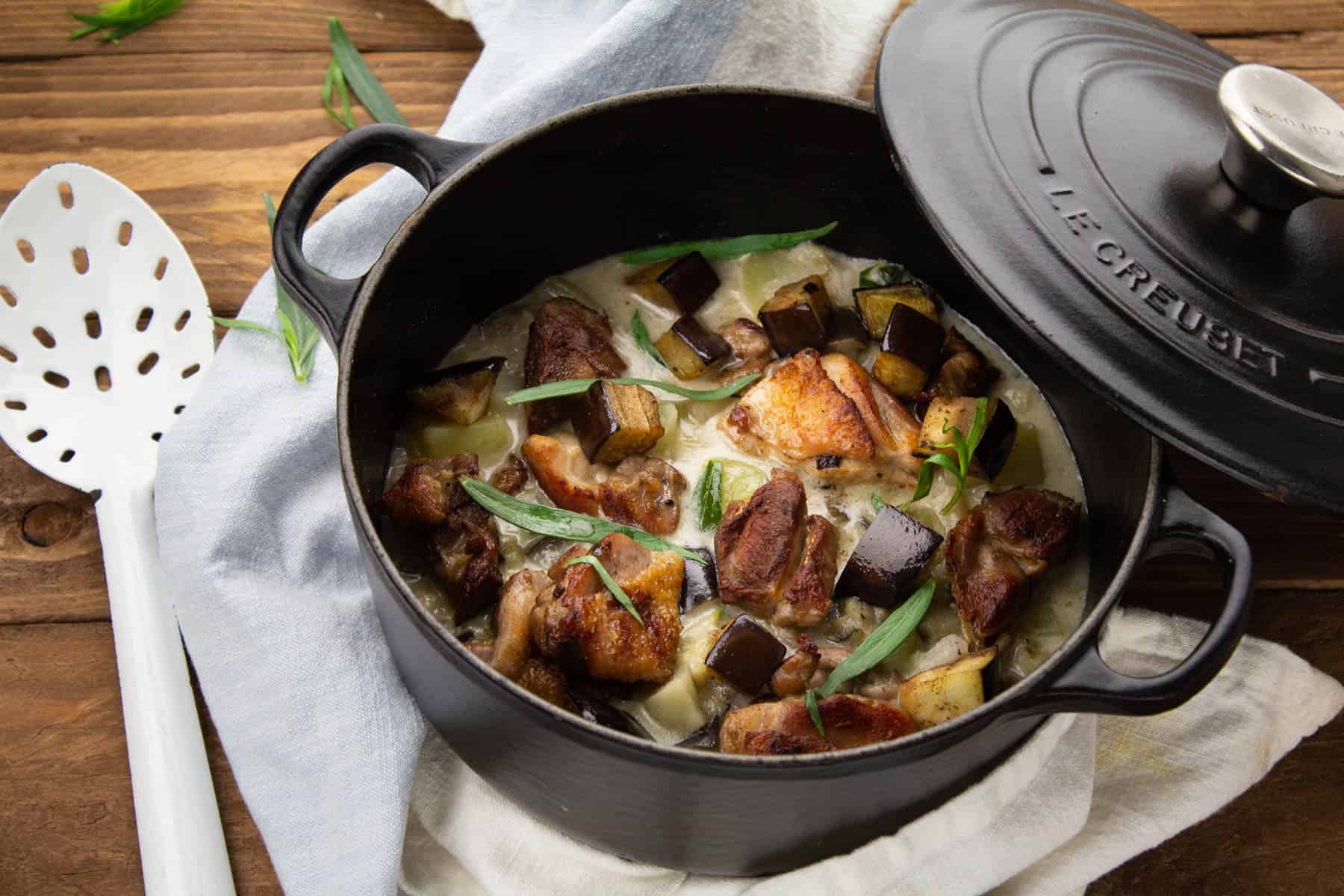Mijoté de Poulet & Aubergines à l'Estragon