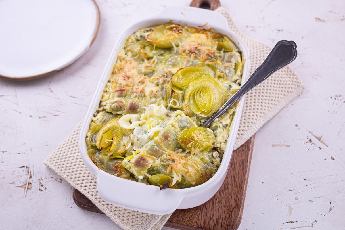 Ravioles Gratinées à la Mozzarella et Poireaux
