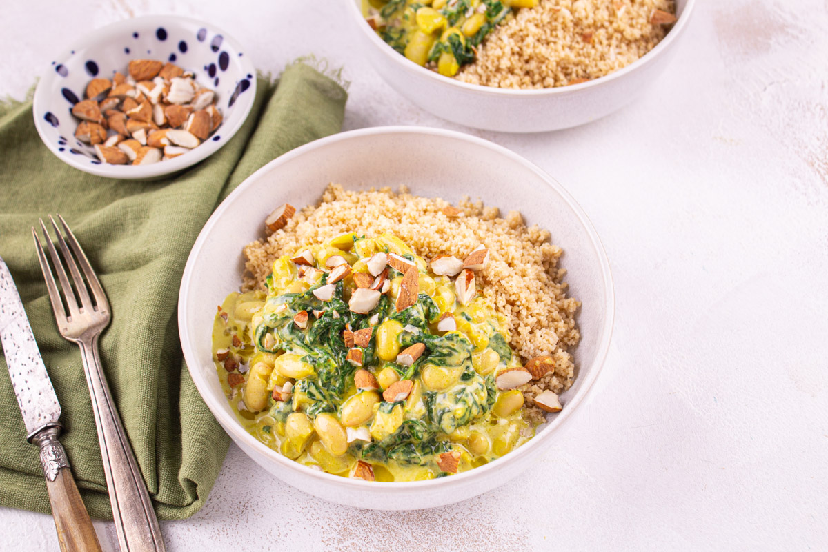 Korma Coco aux Haricots, Épinards et Courgettes