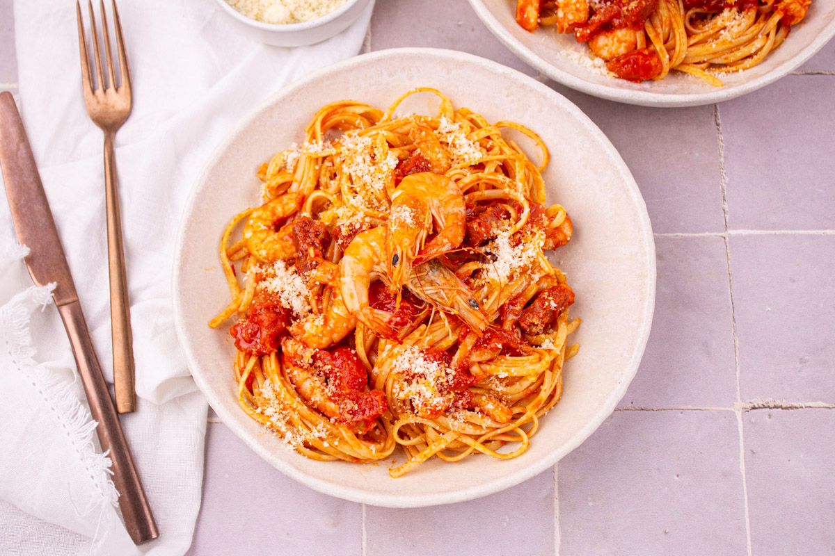 Linguine aux Crevettes et Chorizo