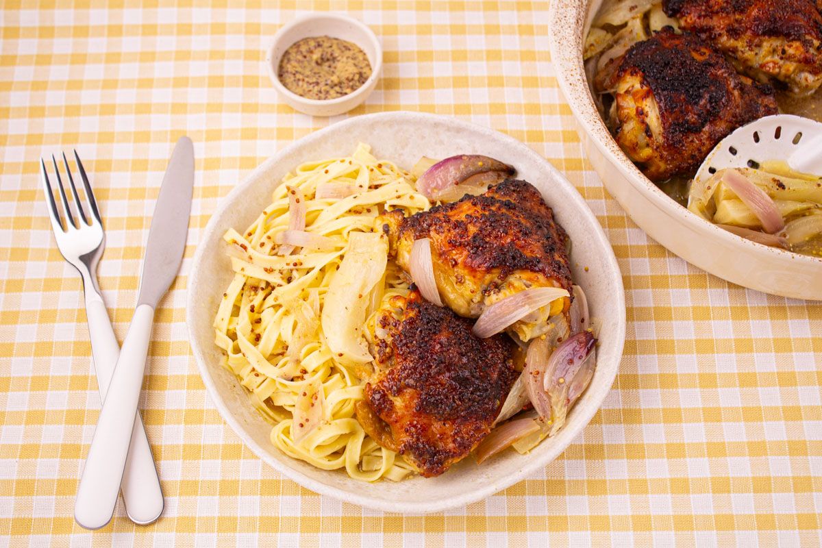 Poulet Mariné à la Moutarde, Fenouil et Tagliatelles