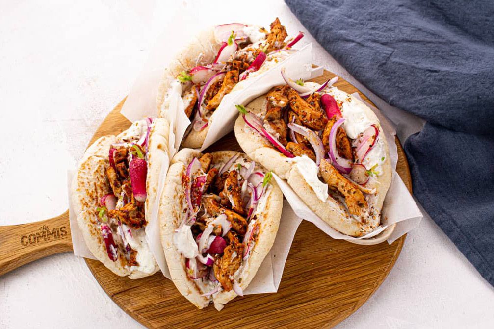 Pitas Souvlaki au Poulet & Sauce Yaourt à l'Ail