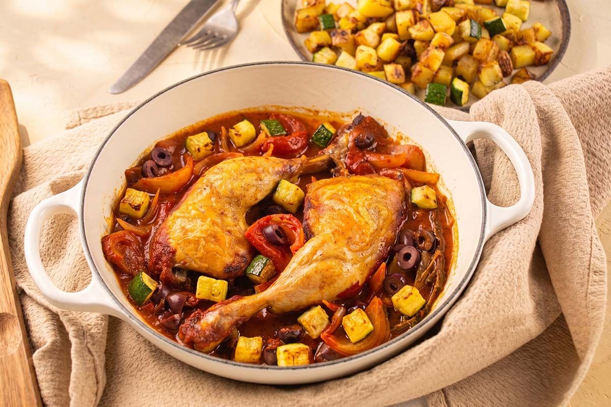 Poulet Cacciatore Pommes de terre et Courgettes Sautées